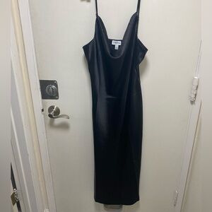 The Drop, Size L,Black Sleeveless Maxi Dress with Spaghetti Straps and cowl neck